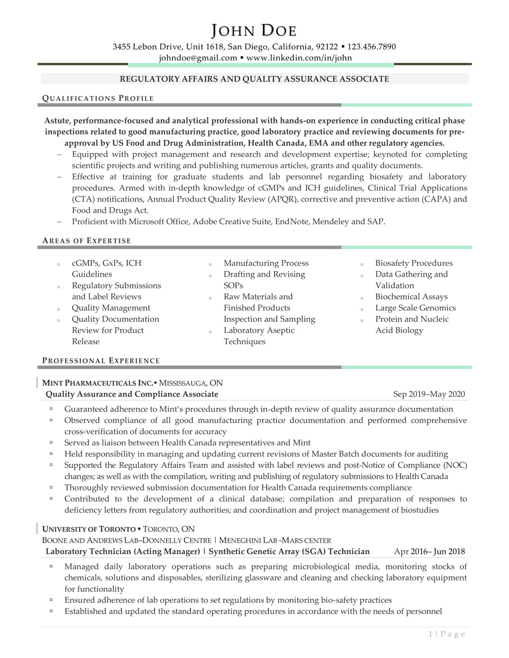 two page resume sample 1