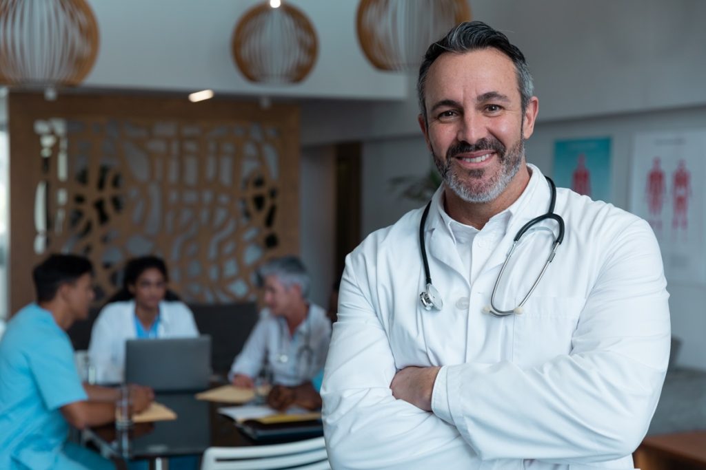 physician working in a hospital
