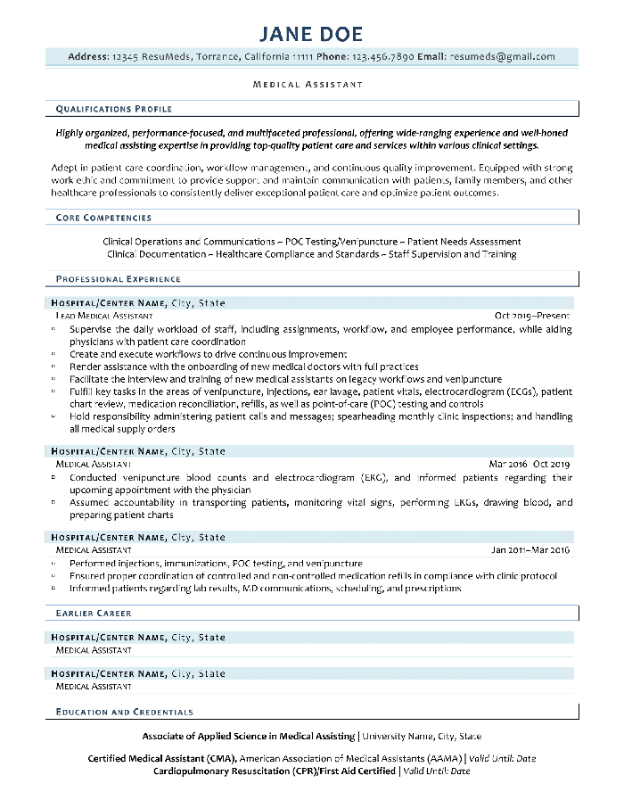 resumeds medical assistant resume example thumb 1