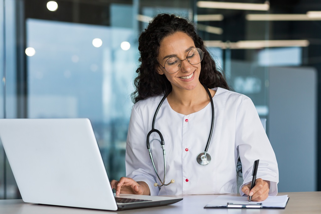 A medical staff happy writing resume