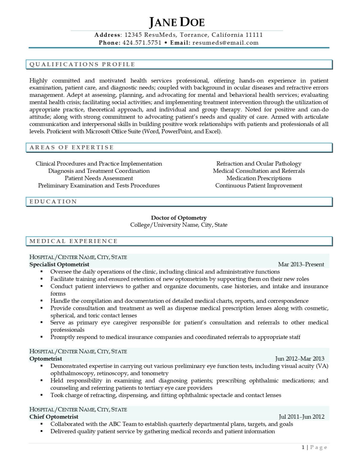 Optometrist Resume Sample: Effective Writing Tips This 2023