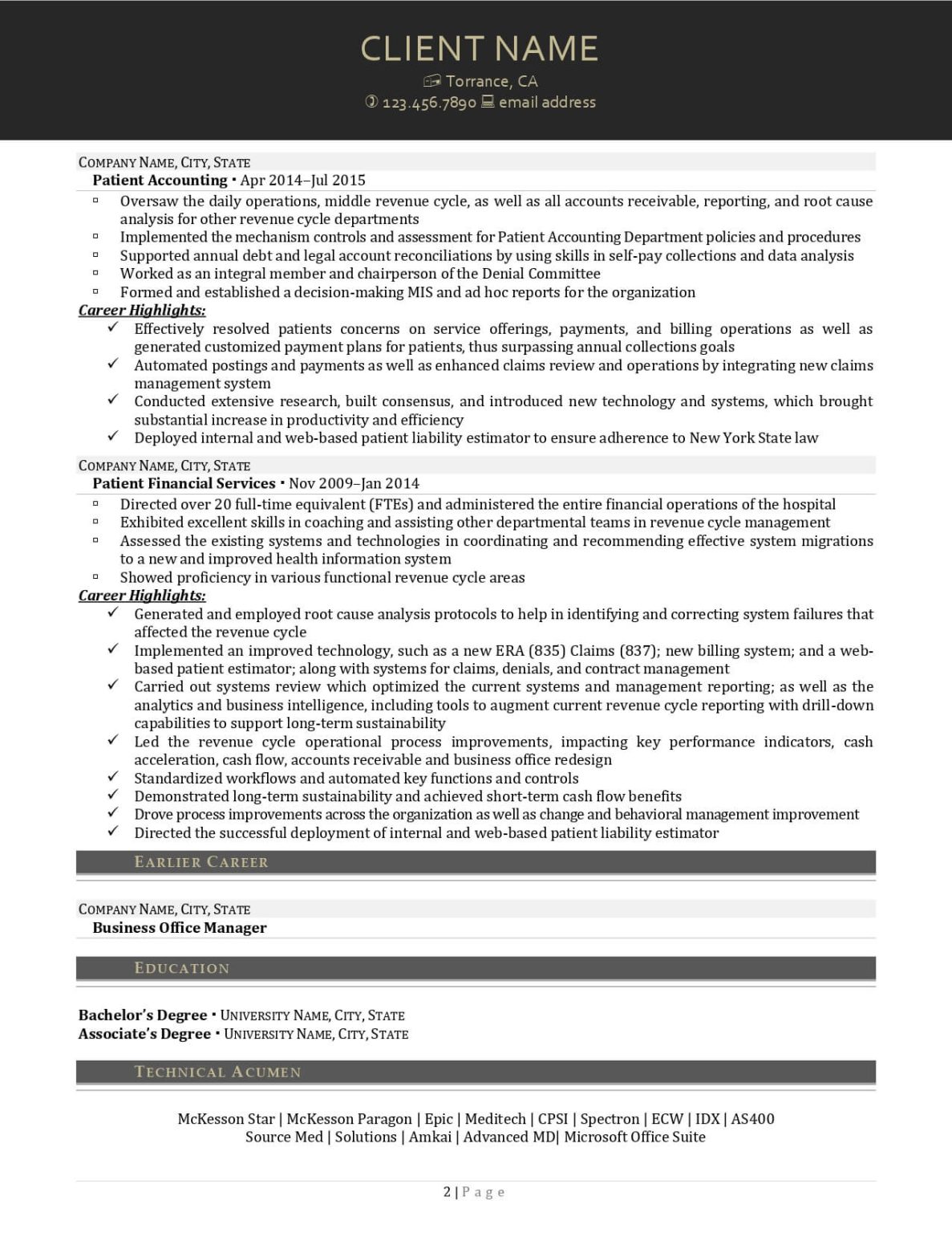 Medical Billing Resume Examples - RM Medical Billing Resume Example Page Two 1187x1536 