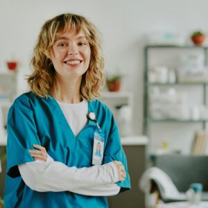 Nurse Sitting for Photo