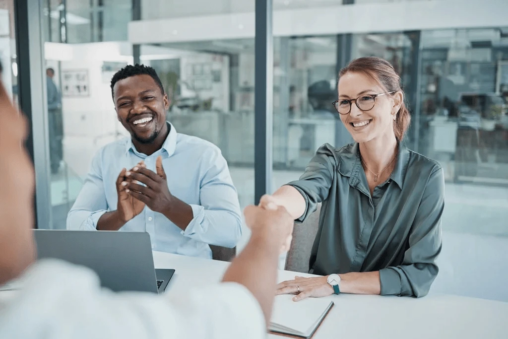 happy hiring manager after a successful job interview