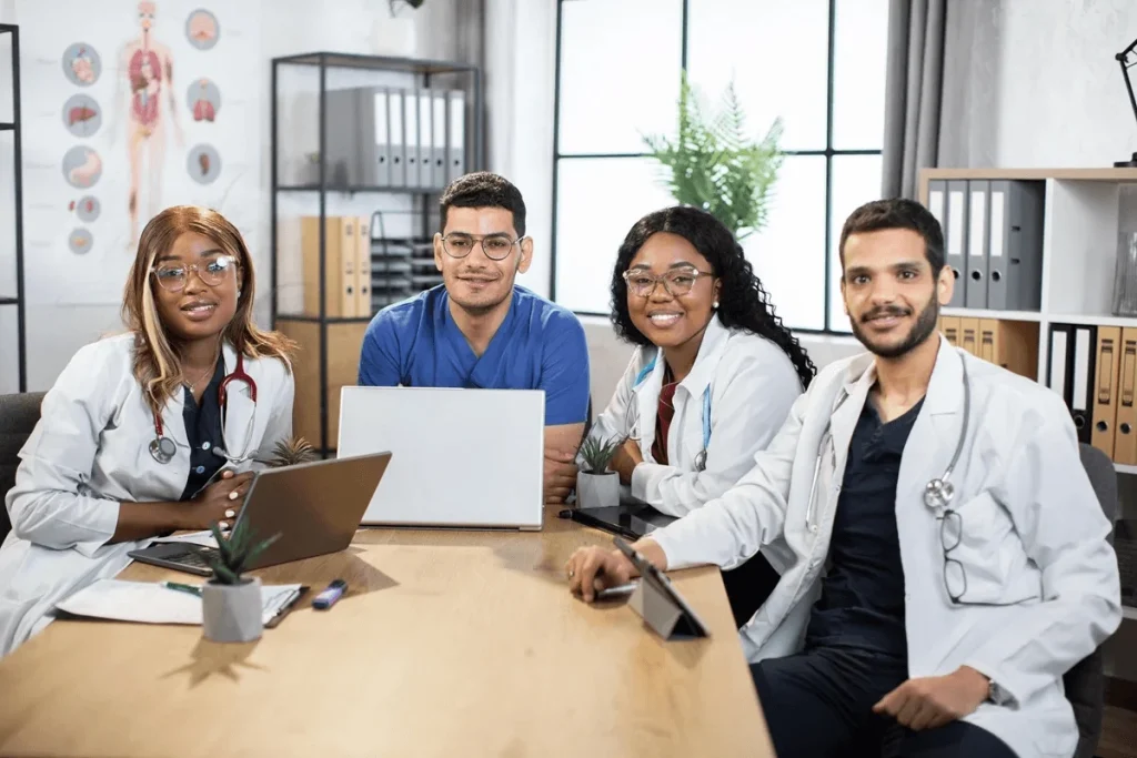 group of healthcare professionals in their office