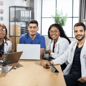 group of healthcare professionals in their office