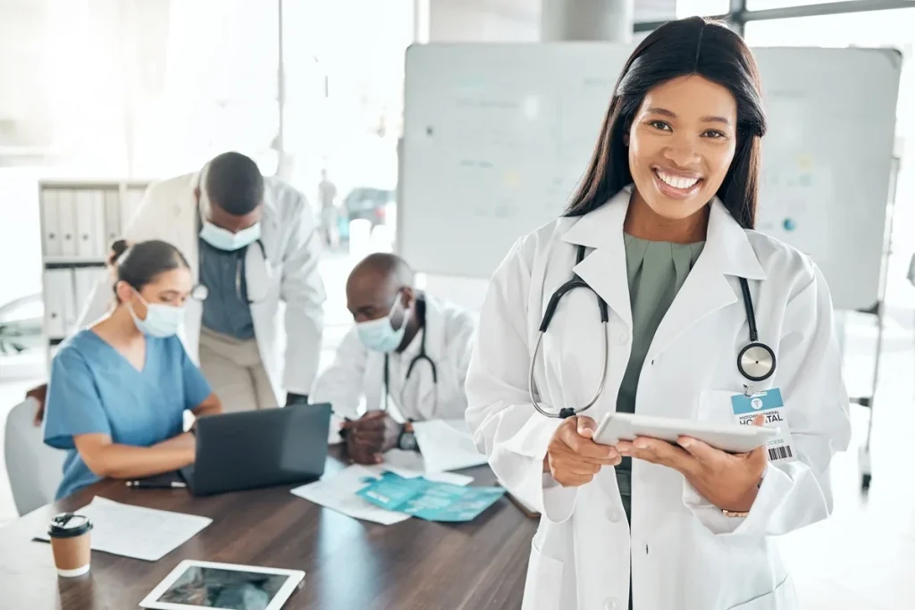 healthcare professional along with her colleagues