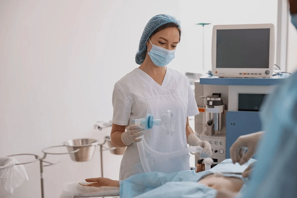 nurse anesthetist in an operating room