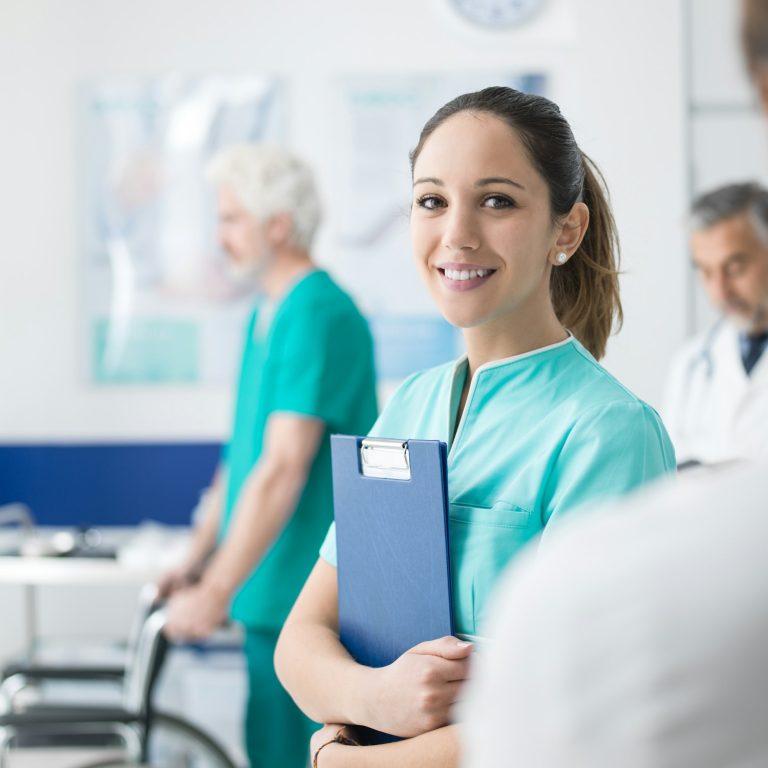 Young nurse working at the hospital