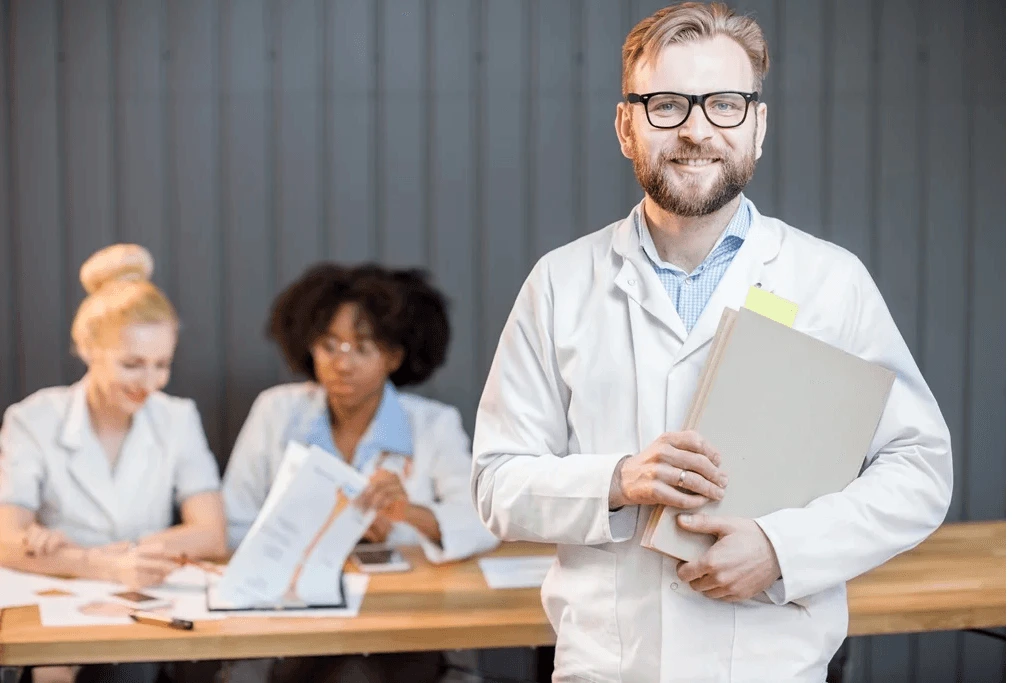 confident healthcare professional enthusiastic in his work