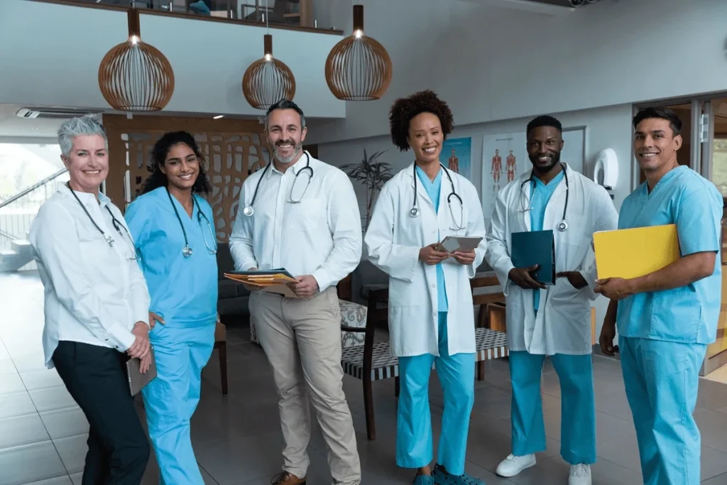 medical professionals holding healthcare certifications