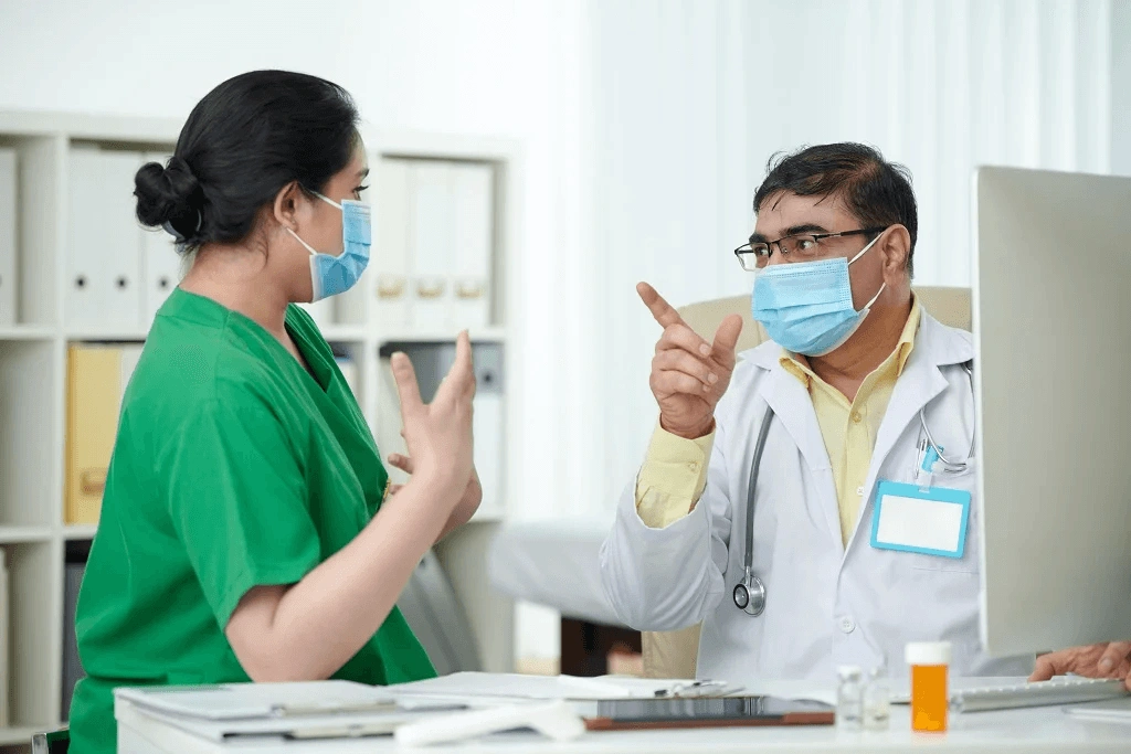 healthcare workers practicing non verbal communication