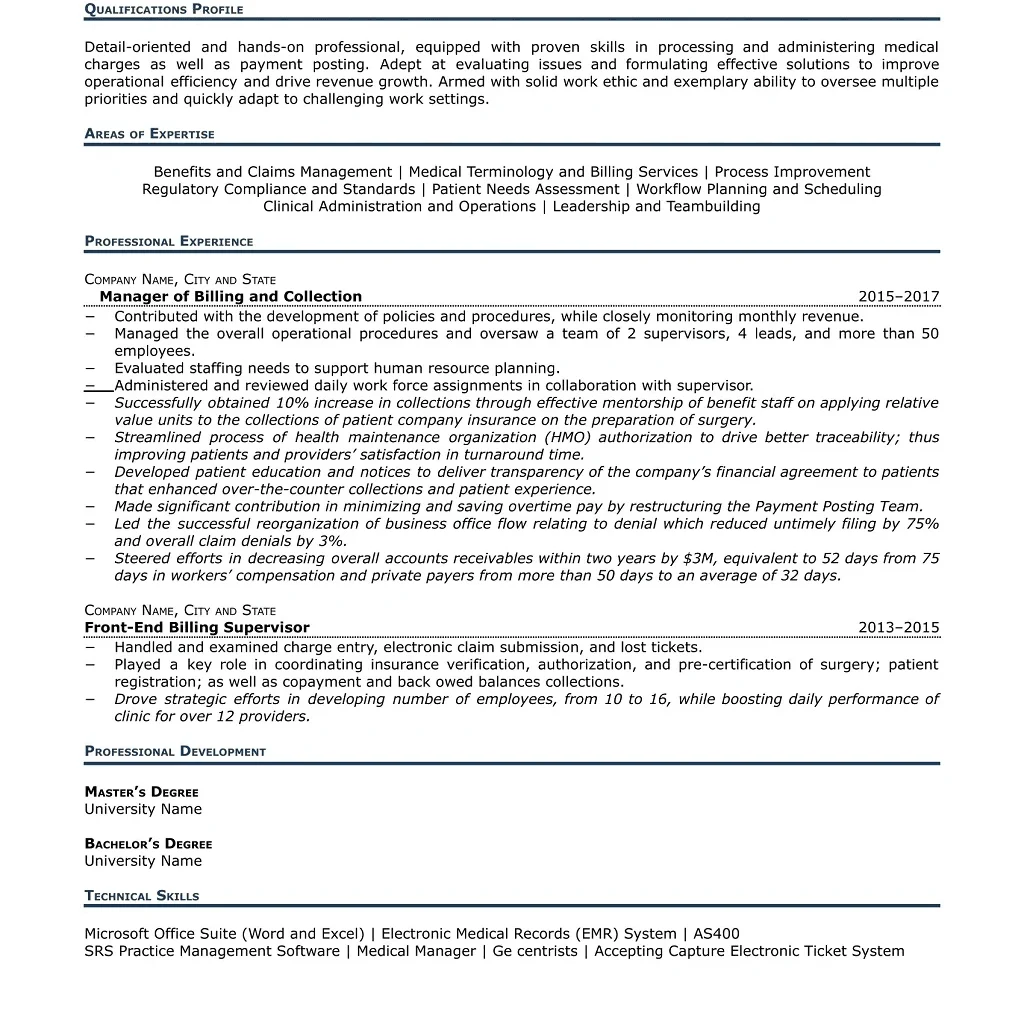 medical coder resume example