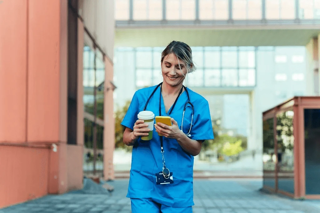 photo of a female nurse having work-life balance