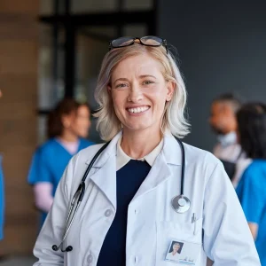 nurse practitioner in a hospital setting ready to answer nurse practitioner interview questions