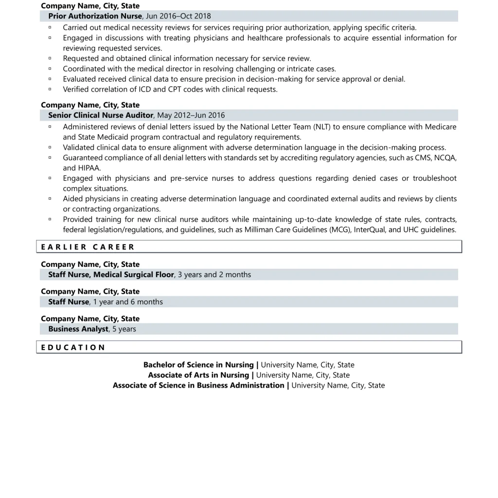 travel nurse resume example III page 2