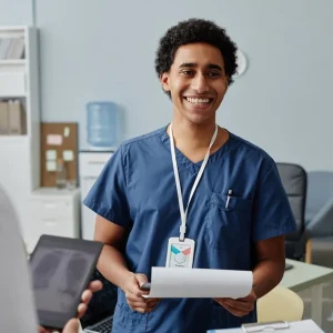 medical assistant being interviewed by healthcare professionals