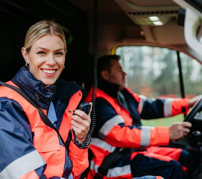 travel nurse in a ambulance