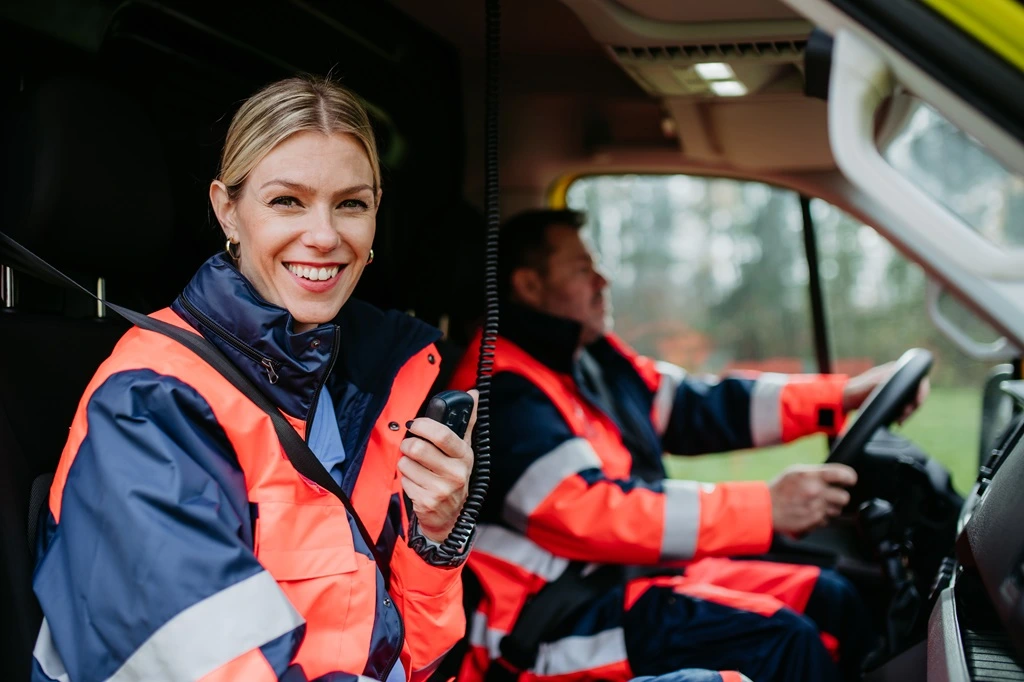 travel nurse in a ambulance