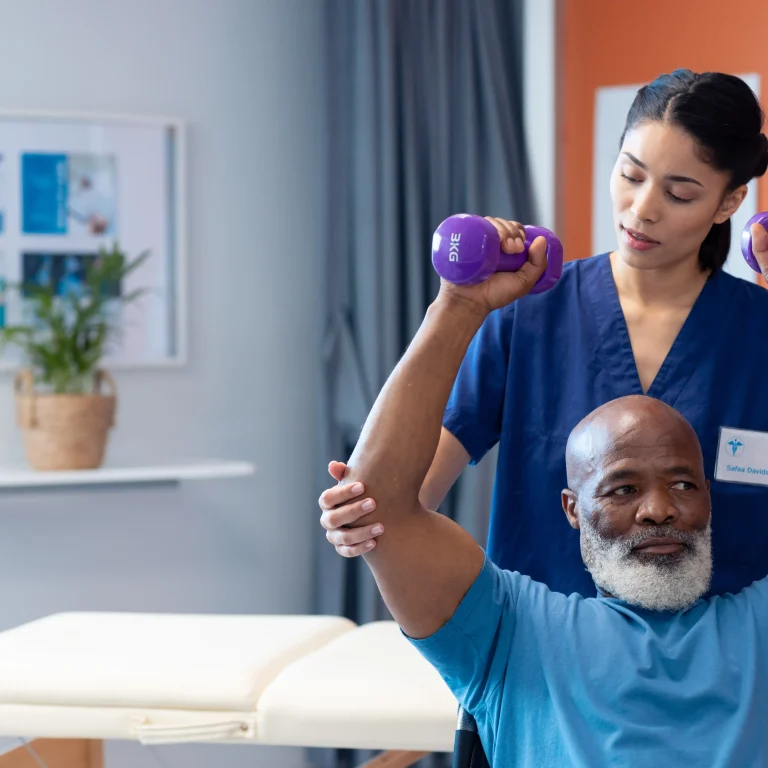 healthcare professional showcasing her physical therapist skills