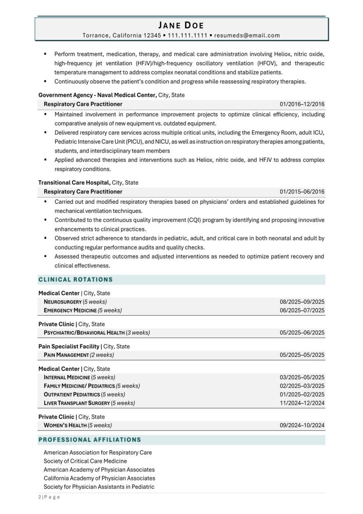 Healthcare Resume Examples and Writing Guide for physician assistant page 2