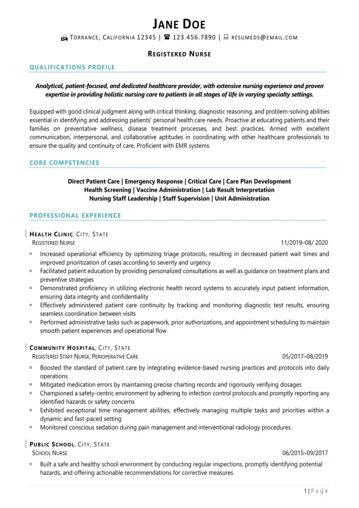 Healthcare Resume Examples and Writing Guide for nurse page 1