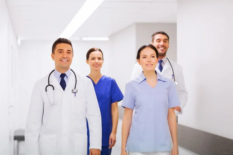healthcare professionals entering for their rotational shift schedule