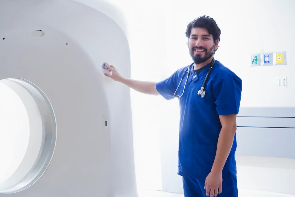 man happy with profession as radiologic tech