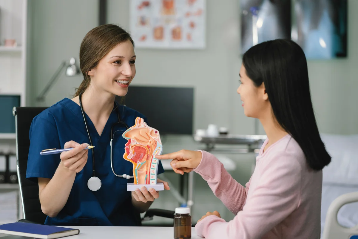 female doctor and patient are talking